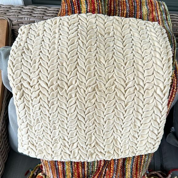 Pier 1 Ivory Textured Pillow Covers (2) 16”x16” - Picture 2 of 9